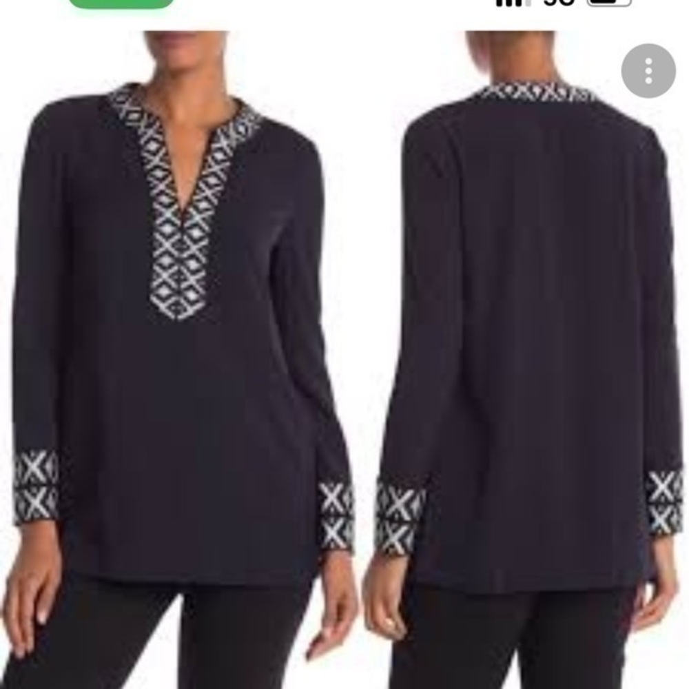 Tory Burch Navy Embroidered Tunic